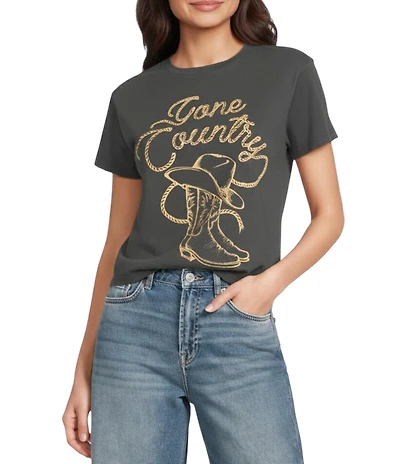 Zutter Gone Country Knit Cotton Crew Neck Short Sleeve Tee