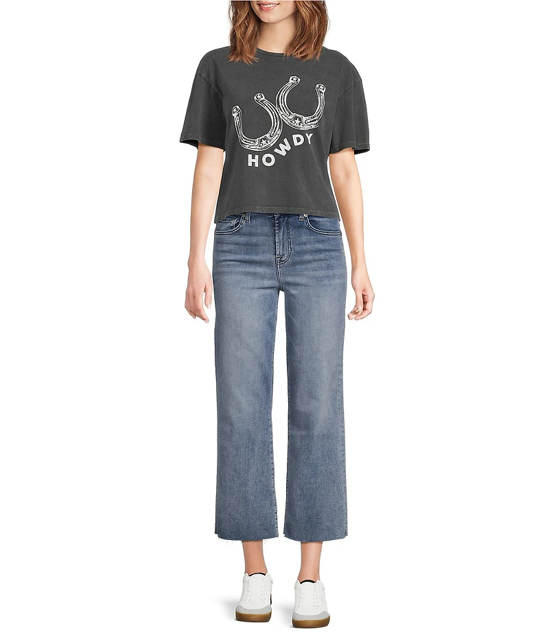 Zutter Knit Crew Neck Short Sleeve Howdy Horseshoe Graphic Tee