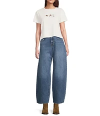 Zutter Western Knit Crew Neck Short Sleeve Cropped Tee