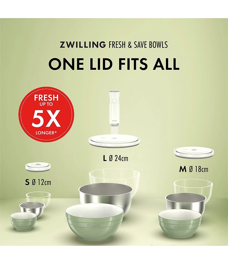 Zwilling Fresh & Save Bowls 9-Piece Stainless Steel Vacuum Bowl Starter Set