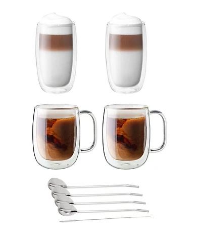 Zwilling Sorrento Double Wall Coffee Mugs and Beverage 9-Piece Set