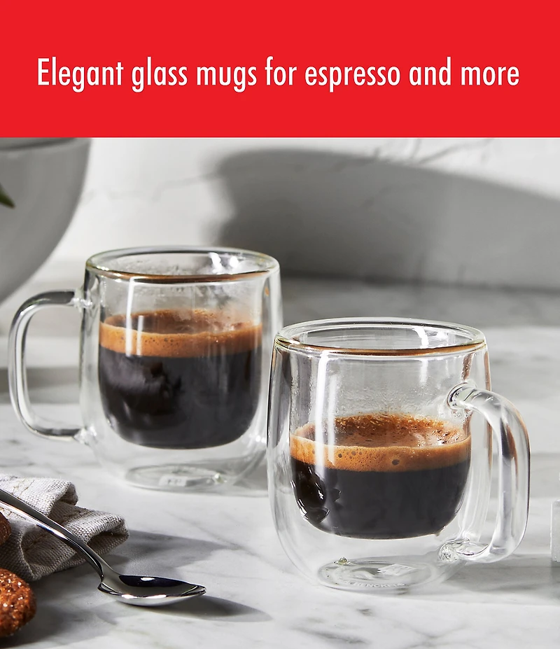 Zwilling Sorrento Plus Double Wall Espresso Glass Mug, Set of 2
