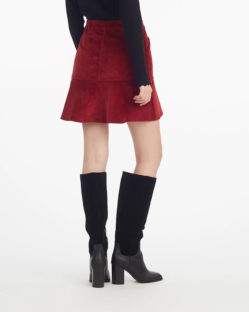 Button Front Corduroy Skirt