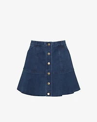 Button Front Denim Skirt