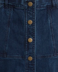 Button Front Denim Skirt