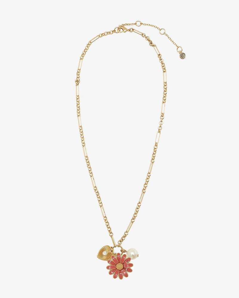 Flower Charm Pendant Necklace