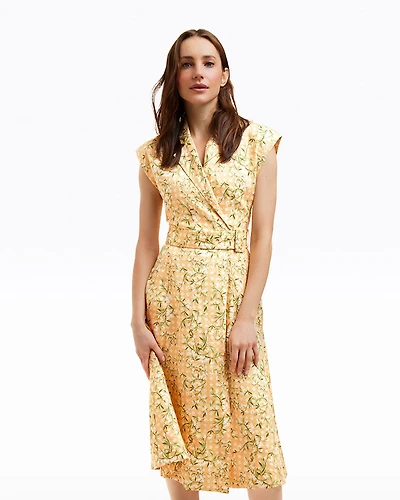 Addison Short Sleeve Midi Shirtdress Floral Rattan
