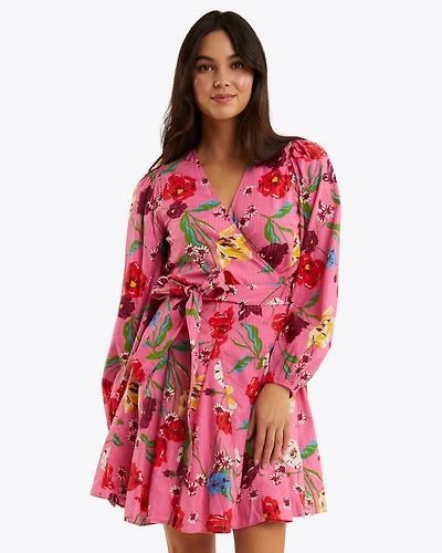 Jordan Long-Sleeve Wrap Dress Lurex Stripe