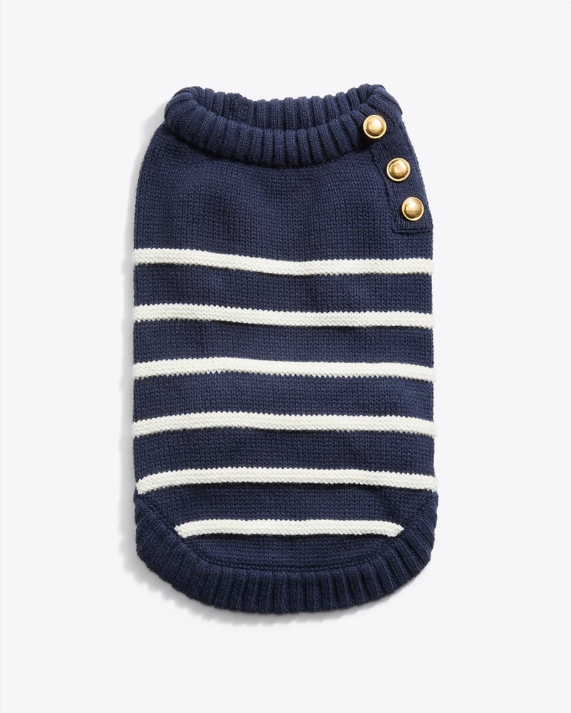 Dog Sweater Navy Mariner Stripe