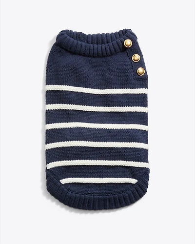 Dog Sweater Navy Mariner Stripe