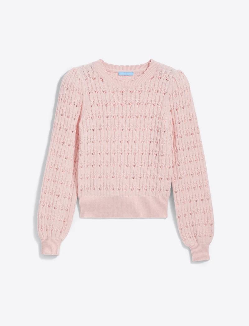 Puff Sleeve Sweater Pointelle