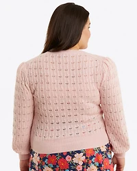 Puff Sleeve Sweater Pointelle