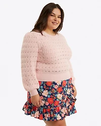Puff Sleeve Sweater Pointelle