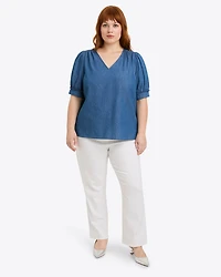 Heidi V-Neck Top Chambray