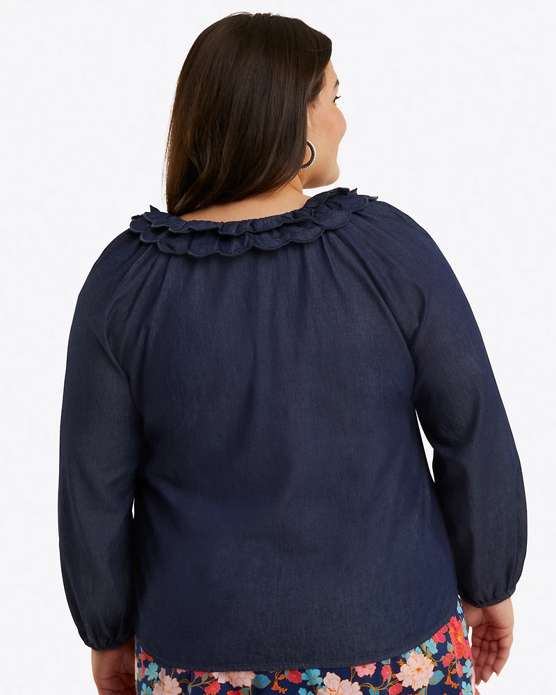 Reyna Long-Sleeve Top Chambray