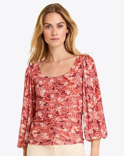 Shelby Scoop Neck Top Stretch Mesh