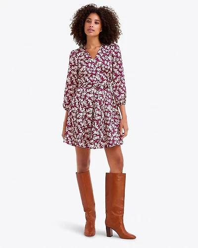 Jordan Long-Sleeve Wrap Dress Hammered Satin