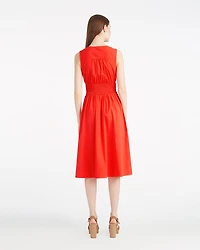 Amber Sleeveless Smocked Waist Midi Dress Stretch Poplin