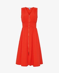 Amber Sleeveless Smocked Waist Midi Dress Stretch Poplin