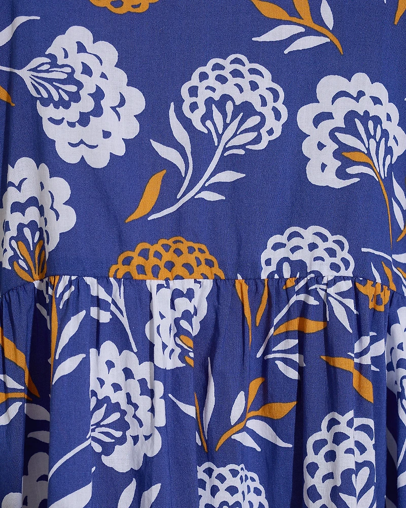 Evangeline Midi Shirtdress Abstract Dahlia