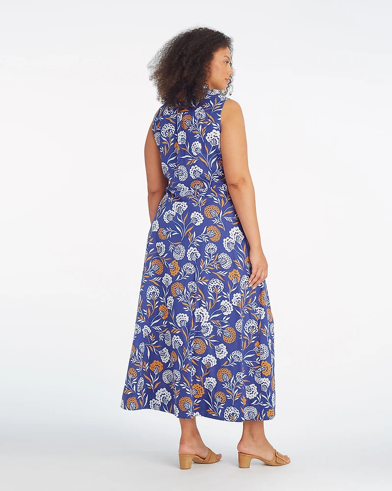 Evangeline Midi Shirtdress Abstract Dahlia