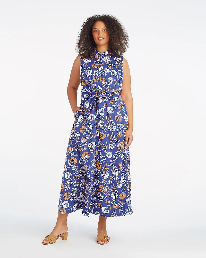 Evangeline Midi Shirtdress Abstract Dahlia