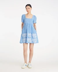 Dottie Babydoll Dress with Floral Embroidery