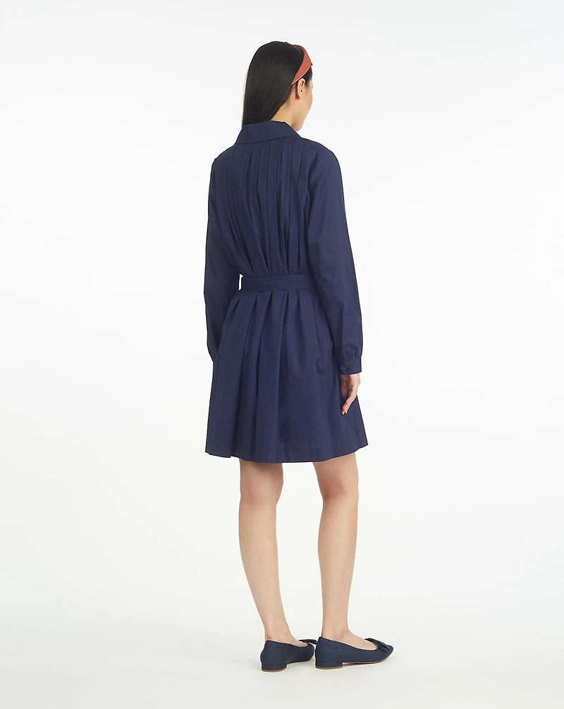 Ellie Pleated Shirtdress Cotton Dobby