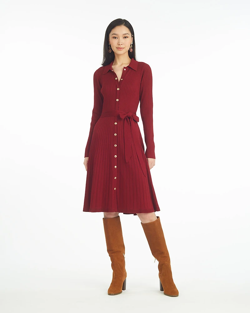 Monroe Knit Midi Dress Burgundy
