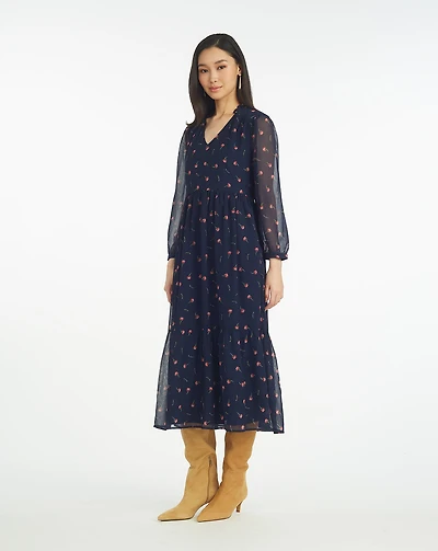 Katie Midi Dress Ditsy Autumn Flowers