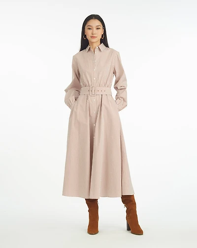 Eliza Midi Shirtdress Rust Stripe