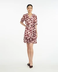 Ella Short-Sleeve Mini Dress Burgundy Magnolia