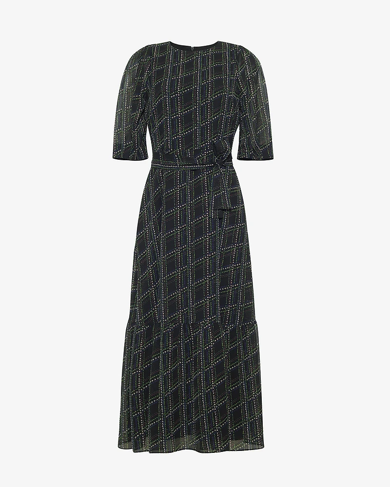 Sophie Tie Waist Midi Dress Dainty Check
