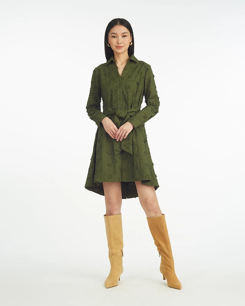 Layla Shirtdress Olive Embroidered Floral