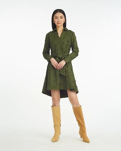 Layla Shirtdress Olive Embroidered Floral