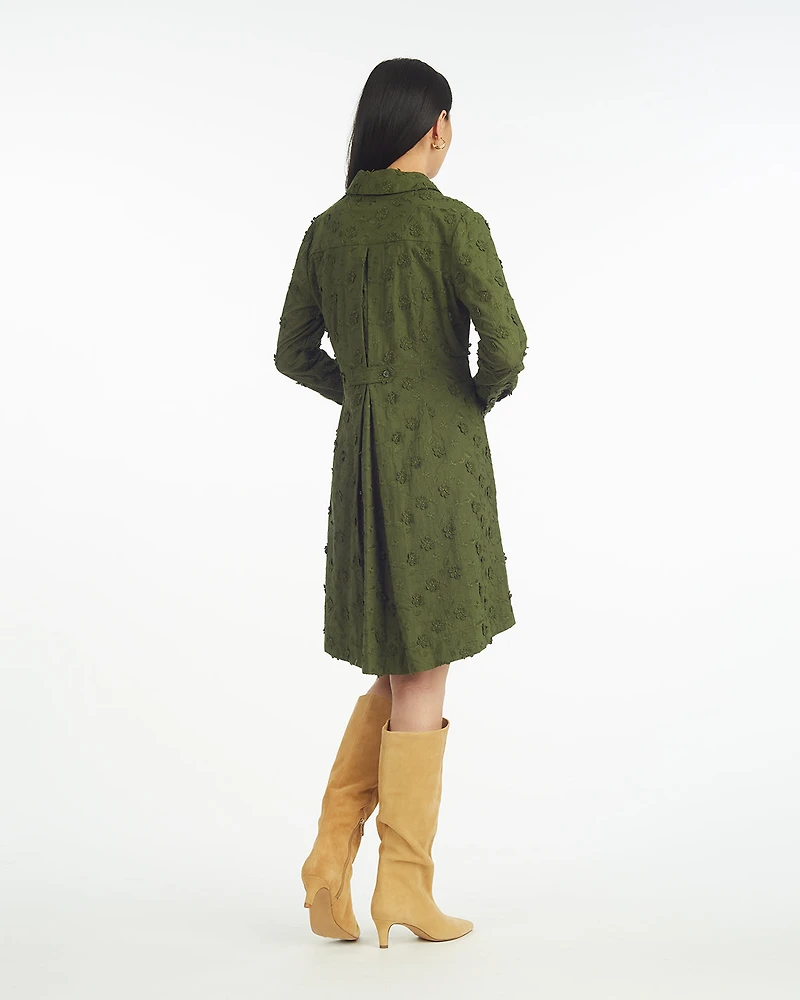 Layla Shirtdress Olive Embroidered Floral
