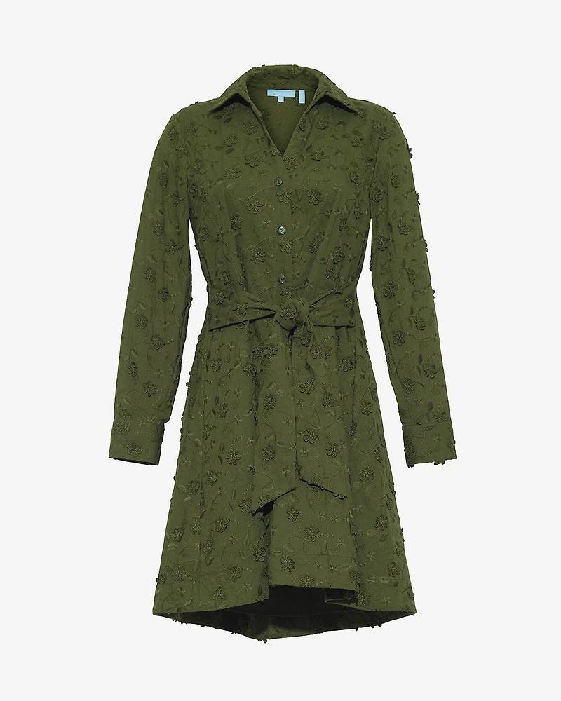 Layla Shirtdress Olive Embroidered Floral