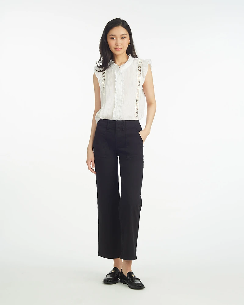 Patch Pocket Wide Leg Bottom