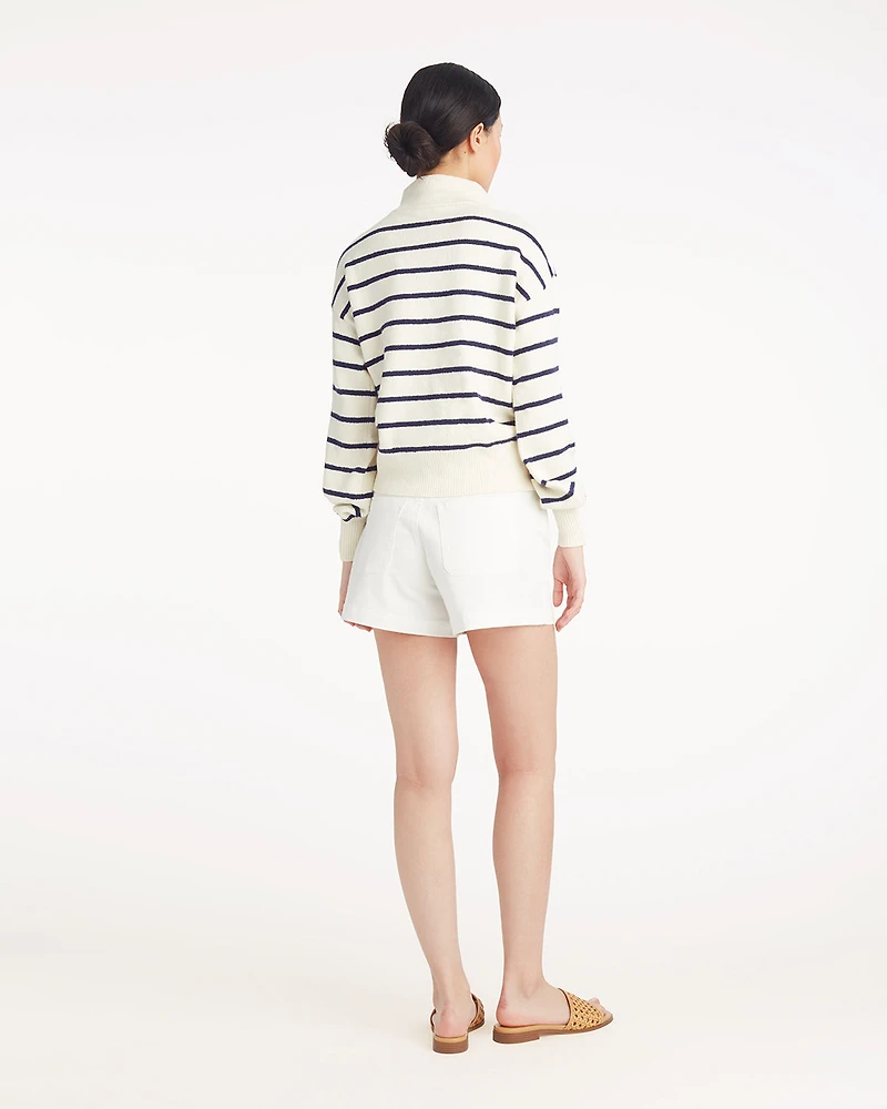 Striped Quarter Zip Sweater Mariner Stripe