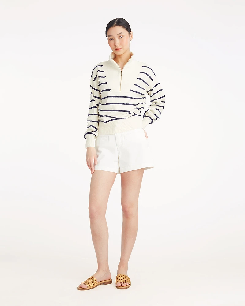 Striped Quarter Zip Sweater Mariner Stripe