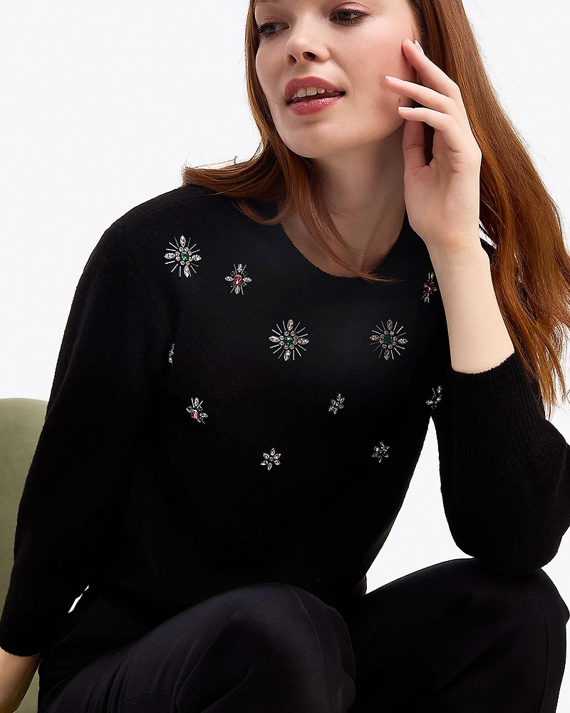 Embellished Crewneck Sweater