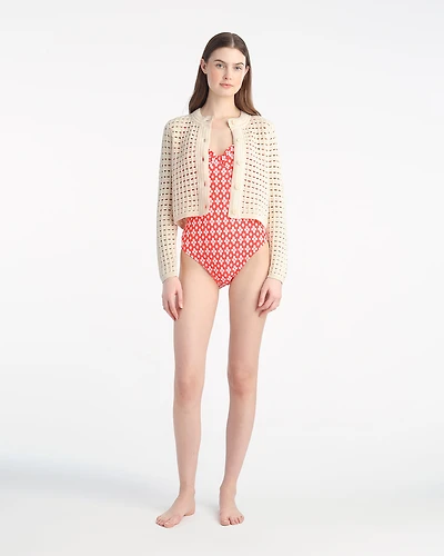 Crochet Sweater Cardigan Beige