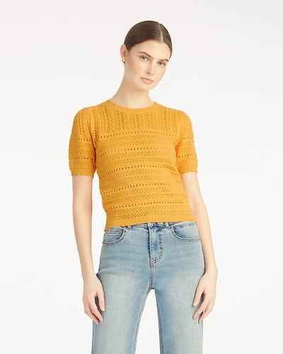 Short Sleeve Pointelle Sweater