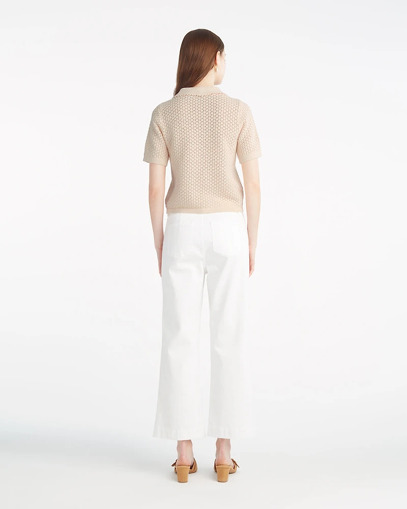 Sweater Polo with Scalloped Collar