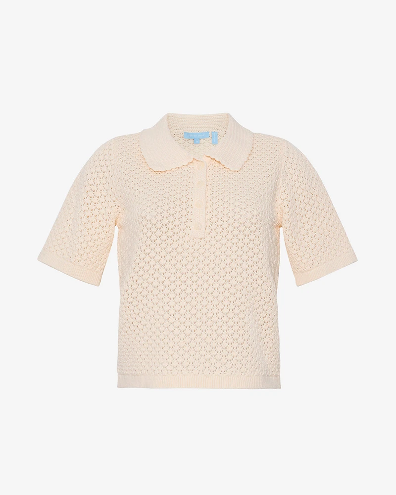Sweater Polo with Scalloped Collar