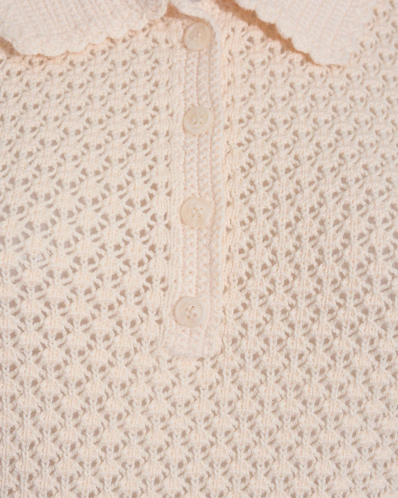 Sweater Polo with Scalloped Collar