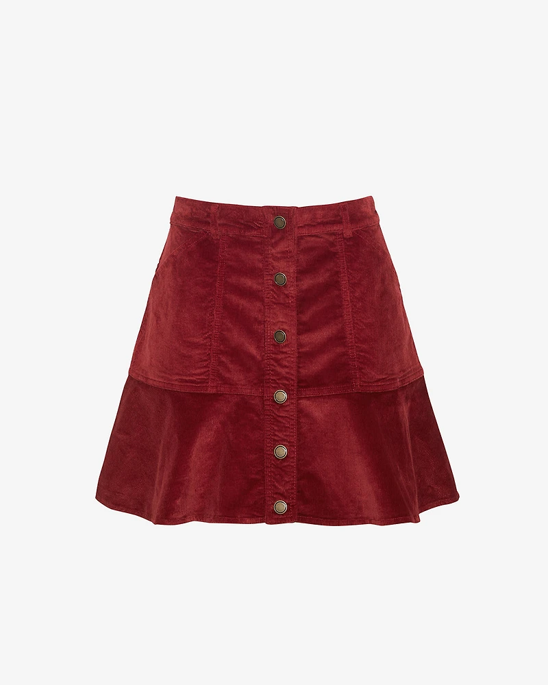 Button Front Corduroy Skirt