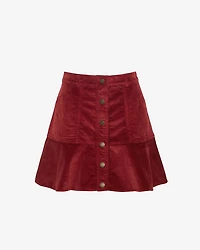 Button Front Corduroy Skirt