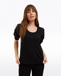 Short Sleeve Mixed Media Top