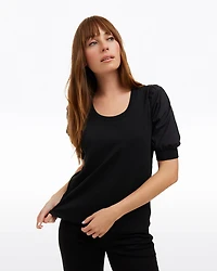 Short Sleeve Mixed Media Top